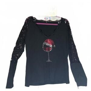 XL Merry Wine Top & Hoop Earrings